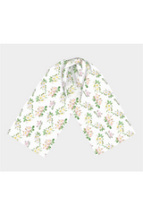 White Floral Long Scarf - Objet D'Art