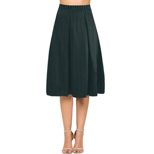 Striped Mnemosyne Women's Crepe Skirt (Model D16) - Objet D'Art