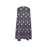 FUCHSIA LIPS POLYGLOT grey hex two tone print 2 Sleeveless A-Line Pocket Dress (Model D57) - Objet D'Art