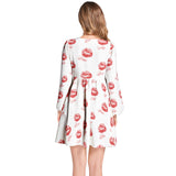 Kisses Lantern Sleeve Deep V-Neck Short Dress - Objet D'Art