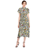 Drawstring Waist A-line Flared Midi Dress - Objet D'Art