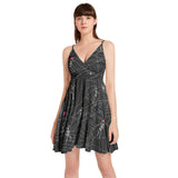 Hearts, Bones, and Cobwebs Spaghetti Strap Sleeveless Falred Hem Short Dress - Objet D'Art