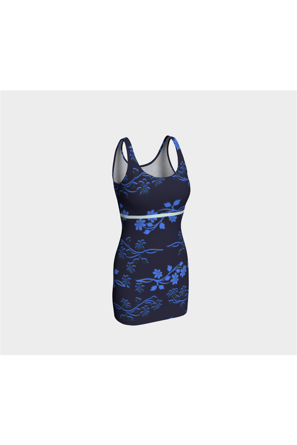 Dark Blue Floral Bodycon Dress - Objet D'Art
