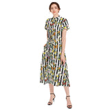 Drawstring Waist A-line Flared Midi Dress - Objet D'Art