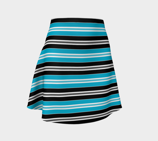 Striped Blue Flare Skirt - Objet D'Art