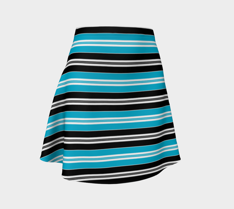 Striped Blue Flare Skirt - Objet D'Art