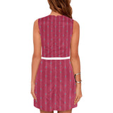 floral coral print striped print Eos Women's Sleeveless Dress (Model D01) - Objet D'Art