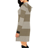 microstriped brown beige print 2 All Over Print Hoodie Mini Dress (Model H27) - Objet D'Art