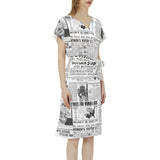 Women's Suffrage Commemorative Batwing Sleeve Notch Neck Casual Dress with Belt - Objet D'Art