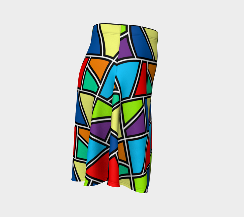 Painted Window Pane Flare Skirt - Objet D'Art
