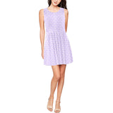 lavender key print 3 Thea Sleeveless Skater Dress(Model D19) - Objet D'Art
