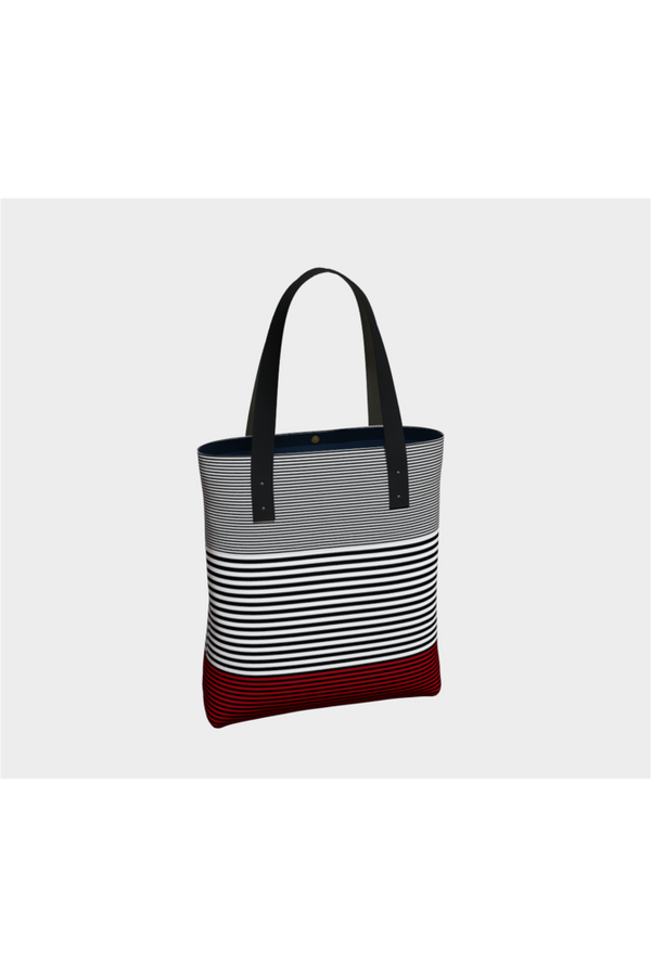 Red Accented Striped Tote Bag - Objet D'Art