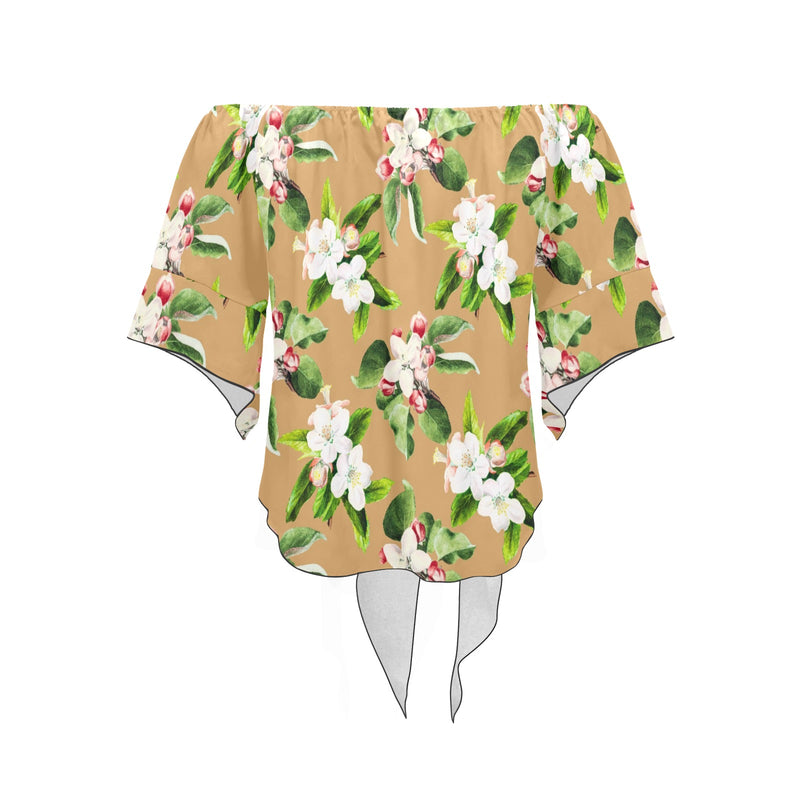 APP BLOSSOM PRINT 10 Off Shoulder Knot Front Blouse (Model T71) - Objet D'Art