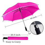 fuchsia print white border Semi-Automatic Foldable Umbrella (Model U12) - Objet D'Art