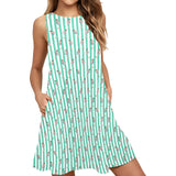 striped mint martini here is looking at you Sleeveless A-Line Pocket Dress (Model D57) - Objet D'Art