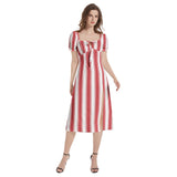 Puff Sleeve Split Thigh Midi Dress - Objet D'Art