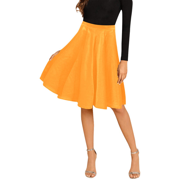 turmeric print 2 swimsuit Melete Pleated Midi Skirt (Model D15) - Objet D'Art