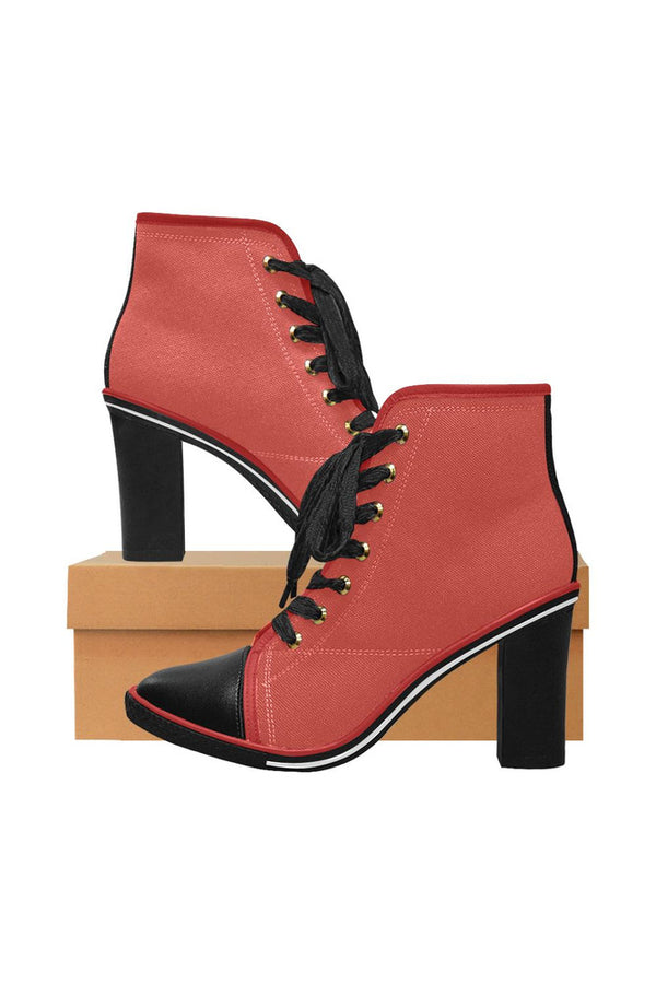 Living Coral Women's Lace Up Chunky Heel Ankle Booties (Model 054) - Objet D'Art