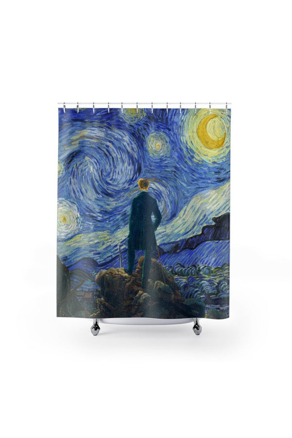 The Wanderer on a Starry Night Shower Curtains - Objet D'Art