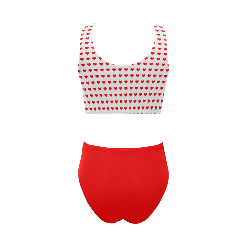 pure red print Chest Bowknot Bikini Swimsuit (Model S33) - Objet D'Art
