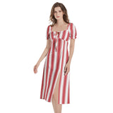 Puff Sleeve Split Thigh Midi Dress - Objet D'Art