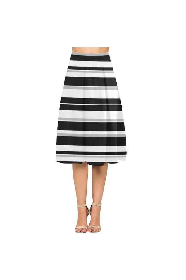 bw stripe D16 - BAND-Recovered Aoede Crepe Skirt (Model D16) - Objet D'Art