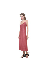 coral orange V-Neck Open Fork Long Dress(Model D18) - Objet D'Art