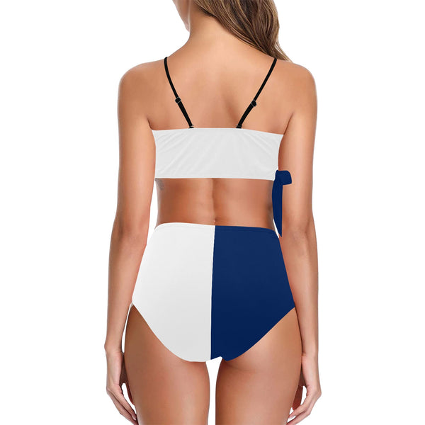white solid print addsart Knot Side Bikini Swimsuit (Model S37) - Objet D'Art