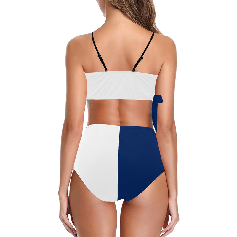 white solid print addsart Knot Side Bikini Swimsuit (Model S37) - Objet D'Art