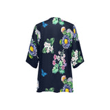 floral print butterfly 4 Women's Kimono Chiffon Cover Up (Model H51) - Objet D'Art