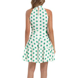Green Sun Ruffle Hem Belted Halter Dress - Objet D'Art