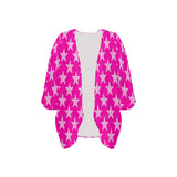 star pattern print 2 Women's Kimono Chiffon Cover Up (Model H51) - Objet D'Art