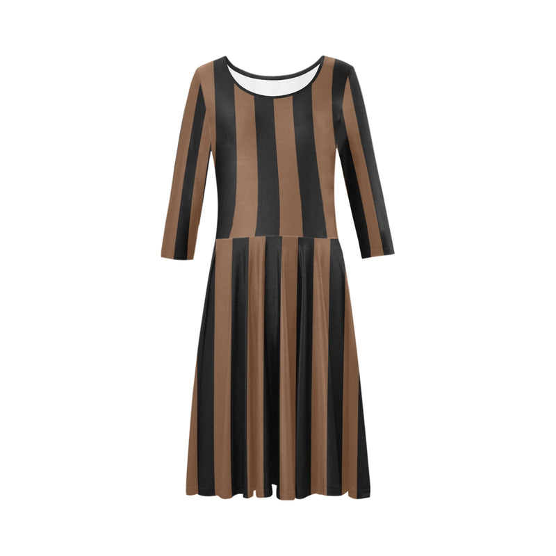 Striped Tethys Half-Sleeve Skater Dress - Objet D'Art