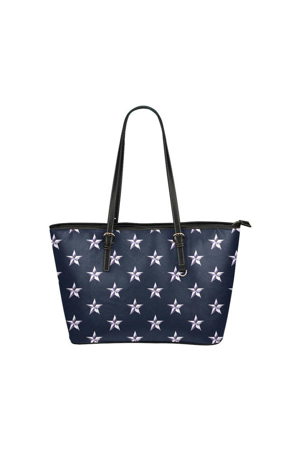 Dark Blue Star Leather Tote Bag/Small - Objet D'Art