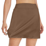 mocha solid print 2 Women's Golf Skirt with Pockets (Model D64) - Objet D'Art