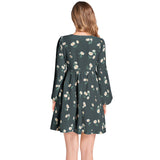 Floral Polka Dots Lantern Sleeve Deep V-Neck Short Dress - Objet D'Art