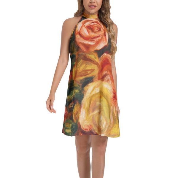 Tie Back Halter Neck Flared Dress - Objet D'Art