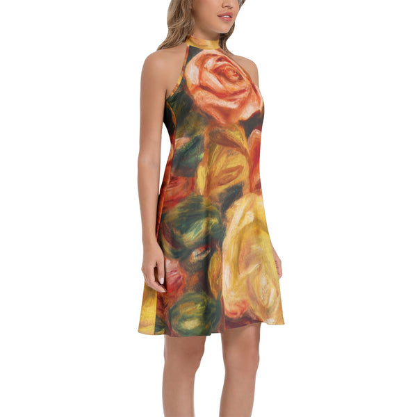 Tie Back Halter Neck Flared Dress - Objet D'Art
