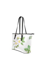 White Floral Leather Tote Bag/Small - Objet D'Art