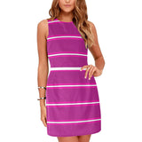 fuchsia and white micro striped print 9a Eos Women's Sleeveless Dress (Model D01) - Objet D'Art