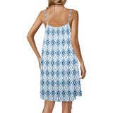 diamond print 8 Drawstring Neck Sleeveless Dress (Model D68) - Objet D'Art