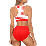 pure red print Crop Top Bikini Set (Model S21) - Objet D'Art