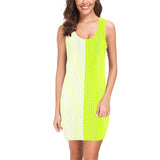 neon green hex white print 5 Medea Vest Dress (Model D06) - Objet D'Art