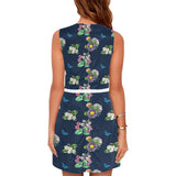 grid wildflower floral print Eos Women's Sleeveless Dress (Model D01) - Objet D'Art