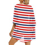 americana stars and stripes striped print 2 Women's Kimono Chiffon Cover Up (Model H51) - Objet D'Art