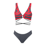 gray battle print Cross String Bikini Set (Model S29) - Objet D'Art