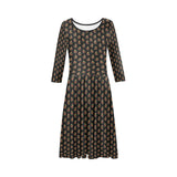 dahlia on black 3B Tethys Half-Sleeve Skater Dress(Model D20) - Objet D'Art