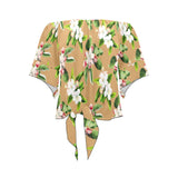 APP BLOSSOM PRINT 10 Off Shoulder Knot Front Blouse (Model T71) - Objet D'Art