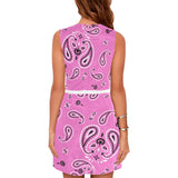 pinkk paisley print yoga_leggings_template-Recovered-Recovered copy Eos Women's Sleeveless Dress (Model D01) - Objet D'Art