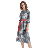 Boat Neck Belted Flared Dress - Objet D'Art